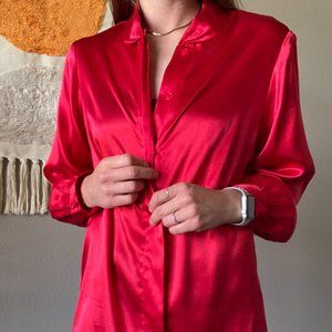 Silky Red Button Down